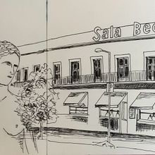 Sala Beckett Barcelona. Un progetto di Illustrazione tradizionale, Bozzetti, Creatività, Disegno, Sketchbook e Pittura ad acquerello di Marta Bendicho - 18.07.2022
