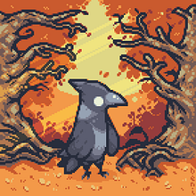 Personaje Pixel art / Cuervo Death's Door. Character Design, Video Games, Pixel Art, and Game Design project by Beni Ruiz - 07.18.2022
