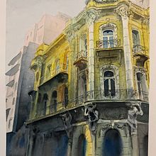 Rocco old confectionery - Porto Alegre. Traditional illustration, Architectural Illustration, Watercolor Painting, Ink Illustration, and Sketching project by Giancarlo Machado - 07.20.2022