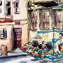 My project for course: Urban Sketching: Capture Your City in Motion. Projekt z dziedziny Trad, c, jna ilustracja, Sketching,  R, sunek, Malowanie akwarelą,  R, sunek architektoniczn i Sketchbook użytkownika Gül Günizi - 20.07.2022