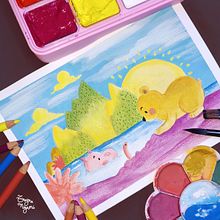 "Qué esconde la tierra?" Mi proyecto del curso: Técnicas de ilustración con acuarela y gouache. Un projet de Illustration traditionnelle, Beaux Arts, Peinture, Aquarelle, Illustration jeunesse , et Peinture gouache de trayranigami - 10.07.2022