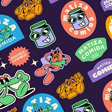 Matiza Comida - Set de Stickers. Traditional illustration, and Character Design project by Antonay Studio - 02.24.2022