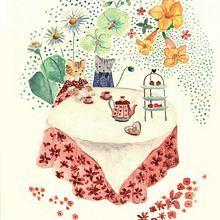 My project for course: Delicate Watercolors for Narrative Illustration - Cat tea party. Traditional illustration, Watercolor Painting, and Children's Illustration project by phhsh - 07.21.2022
