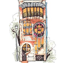 My project for course: Expressive Architectural Sketching with Colored Markers Ein Projekt aus dem Bereich Skizzenentwurf, Zeichnung, Architektonische Illustration, Sketchbook und Illustration mit Tinte von Cécile Dhaussy - 22.07.2022