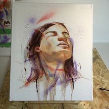 Mon projet du cours : Portrait expérimental à l'huile, à l'acrylique et à la peinture aérosol. Fine Arts, Painting, Acr, lic Painting, and Oil Painting project by Mélissa Schmitt - 07.23.2022