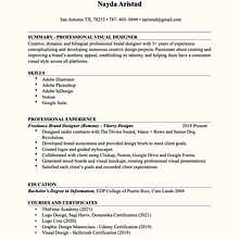 My project for course: Resumes for Creatives: Craft Your CV and Cover Letter. Un progetto di Consulenza creativa, Gestione di un portfolio, Comunicazione e Business di Nayda Aristud - 22.07.2022