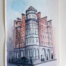 Mi proyecto del curso: Dibujo arquitectónico con acuarela y tinta. Sketching, Drawing, Watercolor Painting, Architectural Illustration, Sketchbook & Ink Illustration project by Claudia Valencia - 07.28.2022