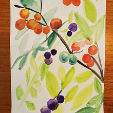 Berries and leaves. Painting project by valerie_sy_lam - 06.12.2022