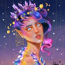 Mi proyecto del curso: Retratos digitales de fantasía con Photoshop. Traditional illustration, Drawing, Digital Illustration, Portrait Drawing, Digital Drawing, and Digital Painting project by ara_digitalart - 07.30.2022