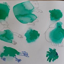 Some attempts related lessons of the unit 1. Traditional illustration, Sketching, Creativit, Drawing, Watercolor Painting, and Sketchbook project by dendiblues - 07.30.2022