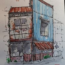 Projet final mais en Aquarelle . Sketching, Drawing, Architectural Illustration, Sketchbook & Ink Illustration project by Timoté Vidaud - 07.30.2022