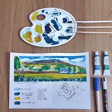 Mon projet du cours : Carnet de voyage à l’aquarelle. Traditional illustration, Watercolor Painting, Architectural Illustration, and Sketchbook project by annabelle_rigault_agtl - 07.31.2022