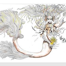 La calma de la sirena . Traditional illustration, Creativit, Drawing, and Sketchbook project by Nico Benitez - 07.31.2022