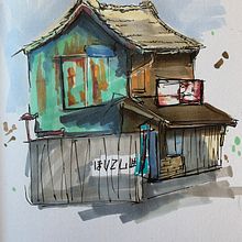 Mon projet du cours : Esquisses d'architecture expressives aux feutres de couleur. Sketching, Drawing, Architectural Illustration, Sketchbook & Ink Illustration project by genpetitclerc - 07.28.2022
