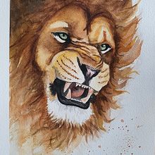 LION POWER in watercolor. Un progetto di Illustrazione tradizionale, Pattern design, Pittura ad acquerello e Disegno di Henriëtte Doornwaard - 31.07.2022