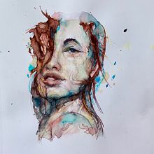 My project for course: Experimental Portraiture with Ink, Tea and Alcohol. Un projet de Beaux Arts, Peinture, Dessin et Illustration à l'encre de Nelvia McGrath - 01.08.2022