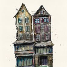 My project for course: Expressive Architectural Sketching with Colored Markers. Projekt z dziedziny Sketching,  R, sunek,  R, sunek architektoniczn, Sketchbook,  R, sunek atramentem, Ilustracja c, frowa, Trad, c i jna ilustracja użytkownika Anna Shak - 03.08.2022