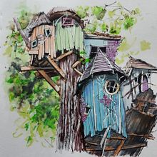 My project for course: Expressive Architectural Sketching with Colored Markers. Sketching, Drawing, Architectural Illustration, and Sketchbook project by Nirmita Dutta - 08.03.2022