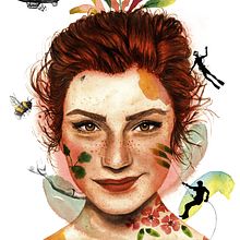 Mein Kursprojekt: Illustriertes Porträt mit Aquarell. Traditional illustration, Fine Arts, Painting, Drawing, Watercolor Painting, Portrait Drawing, and Artistic Drawing project by Sarah Beck - 08.03.2022