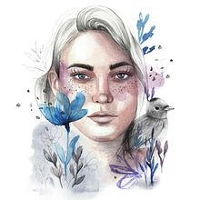 My project for course: Illustrated Portrait in Watercolor. Traditional illustration, Fine Arts, Painting, Drawing, Watercolor Painting, Portrait Drawing, and Artistic Drawing project by artlimona - 08.04.2022