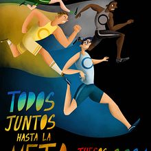 TODOS JUNTOS HASTA LA META. Mi proyecto del curso: Ilustración infantil para carteles. Een project van  Ontwerp, Traditionele illustratie, Grafisch ontwerp,  Tekening, Posterontwerp y Kinderillustratie van Victor Serrano Orozco - 04.08.2022