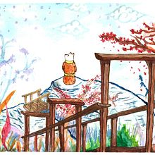 Mi proyecto del curso: Ilustración en acuarela con influencia japonesa. Traditional illustration, Drawing, and Watercolor Painting project by Émerson Alarcón - 08.06.2022
