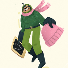 Funny astronaut - Character design. Traditional illustration project by azhaivoronka - 08.07.2022