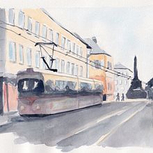 Mi proyecto del curso: Representación arquitectónica en acuarela. Traditional illustration, Sketching, Drawing, Watercolor Painting, Architectural Illustration, and Sketchbook project by Claudia Valencia - 08.08.2022