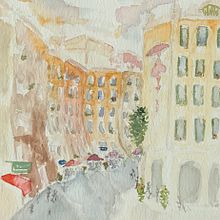 My project for course: Architectural Sketching with Watercolor and Ink . Membuat sketsa, Menggambar, Lukisan Cat Air, Ilustrasi Arsitektur, Buku sketsa & Ilustrasi Tinta proyek oleh Rachel Boutin - 08.10.2022