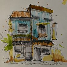 My project for course: Expressive Architectural Sketching with Colored Markers. Sketching, Drawing, Architectural Illustration, Sketchbook & Ink Illustration project by katalin.palasti - 08.11.2022