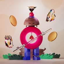 Samurai Girl. 3D, Traditional illustration, Motion Graphics, Design, and Animation project by Kitxune - 07.01.2022