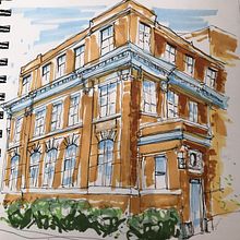 My project for course: Expressive Architectural Sketching with Colored MarkersThe Hungerford . Sketching, Drawing, Architectural Illustration, Sketchbook & Ink Illustration project by Catherine Smith - 08.06.2022