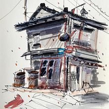 https://www.domestika.org/en/courses/3675-expressive-architectural-sketching-with-colored-markers/course. Traditional illustration project by katalin.palasti - 08.14.2022