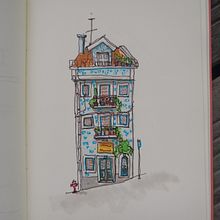 Mon projet du cours : Esquisses d'architecture expressives aux feutres de couleur Ein Projekt aus dem Bereich Skizzenentwurf, Zeichnung, Architektonische Illustration, Sketchbook und Illustration mit Tinte von Morgane Ruaud - 14.08.2022