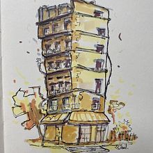 Mon projet du cours : Esquisses d'architecture expressives aux feutres de couleur. Projekt z dziedziny Sketching,  R, sunek,  R, sunek architektoniczn, Sketchbook,  R i sunek atramentem użytkownika isapetit - 15.08.2022