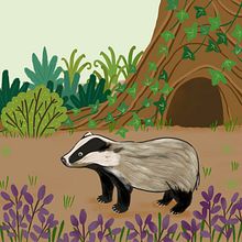 Badger in the woods.. Traditional illustration, Digital Illustration, and Naturalistic Illustration project by Nina Mistry-Rhoades - 08.15.2022