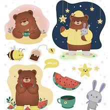 Meu projeto do curso: Ilustração kawaii: collection Nicolas Bear. Projekt z dziedziny Trad, c, jna ilustracja, Projektowanie postaci i Manga użytkownika Samíramis Souza - 17.08.2022