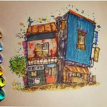 Mi proyecto del curso: Dibujo arquitectónico expresivo con marcadores de colores Ein Projekt aus dem Bereich Skizzenentwurf, Zeichnung, Architektonische Illustration, Sketchbook und Illustration mit Tinte von Juan jose Verdejo - 18.08.2022