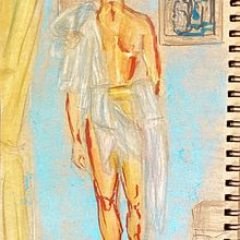 My project for course: Expressive Figure Drawing: Explore Lines, Shapes and Colors. Un projet de Beaux Arts, Dessin au cra, on, Dessin, Dessin de portrait, Dessin réaliste, Dessin anatomique , et Peinture gouache de Reuven Kiperwasser - 19.08.2022