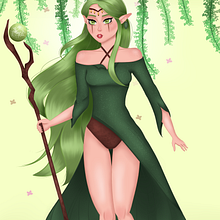 Deulaira - Forest Elf. Traditional illustration, Design, Animation, Character Design, Graphic Design, Painting, Vector Illustration, Drawing, Digital Illustration, and 3D Character Design project by Emilly Lustosa - 08.19.2022