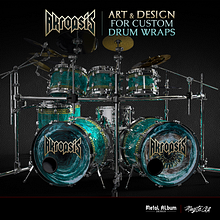 Art for custom drum wraps (Akroasis). Design, Traditional illustration, and Product Design project by Mayte C. Goñi - 08.19.2022