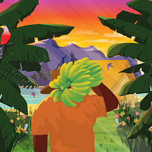 Banana Harvest illustration. Traditional illustration project by Monika Bučmytė - 06.01.2022