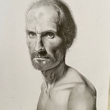 man in charcoal and graphite. Realistic Drawing project by Chris Scanlan - 08.22.2022