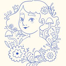 Meu projeto do curso: Retrato ilustrado com elementos botânicos. Ilustração tradicional, Ilustração digital, Ilustração botânica, e Desenho digital projeto de Thais Barbosa - 22.08.2022