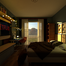 Render of my bedroom how I wish it would be. Interior Architecture, Interior Design, Decoration & Interior Decoration project by Bruno Staude - 08.23.2022