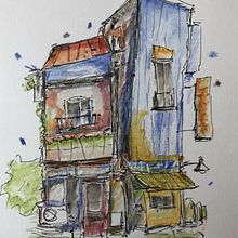 My project for course: Expressive Architectural Sketching with Colored Markers. Sketching, Drawing, Architectural Illustration, Sketchbook & Ink Illustration project by David Wright - 08.23.2022