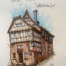 Expressive Architekturskizzen mit Markern 3. Traditional illustration, Architectural Illustration, Drawing, Sketchbook, and Sketching project by Stephan B. - 08.23.2022
