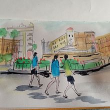 Mi proyecto del curso: Sketching urbano: dibuja tu ciudad en movimiento. Un progetto di Illustrazione tradizionale, Bozzetti, Disegno, Pittura ad acquerello, Illustrazione architettonica, Sketchbook e Design di pepiagea1960 - 23.08.2022