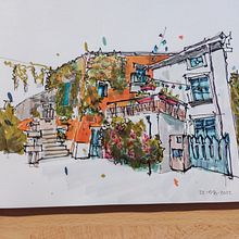 Mon projet du cours : Esquisses d'architecture expressives aux feutres de couleur. Projekt z dziedziny Sketching,  R, sunek,  R, sunek architektoniczn, Sketchbook,  R i sunek atramentem użytkownika Gabriel - 23.08.2022