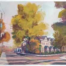 Hilary Rose's final project: Gouache Painting of Urban Landscapes. Projekt z dziedziny Trad, c, jna ilustracja,  Malarstwo i Malowanie gwaszami użytkownika Hilary Rose - 19.08.2022